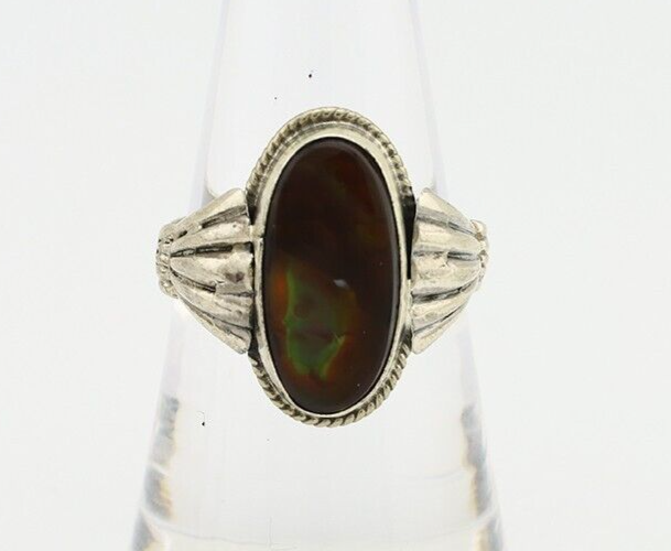 Navajo Handmade Ring 925 Silver Natural High Grade Fire Opal Native Artist C.80s