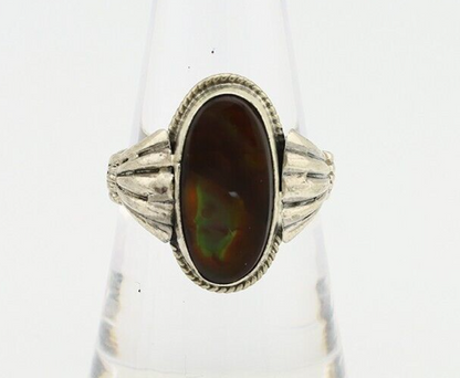 Navajo Handmade Ring 925 Silver Natural High Grade Fire Opal Native Artist C.80s