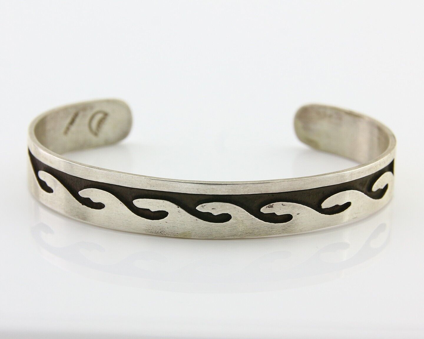 Navajo Overlay Cuff Bracelet .925 Silver Artist Signed C.80's
