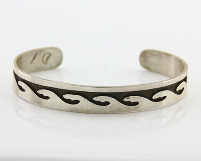 Navajo Overlay Cuff Bracelet .925 Silver Artist Signed C.80's