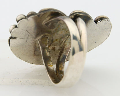 Navajo Ring 925 Sterling Blue Turquoise Native American Artist C.80's