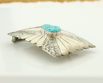 Vintage Navajo Belt Buckle 925 Silver Natural Turquoise Native Artist