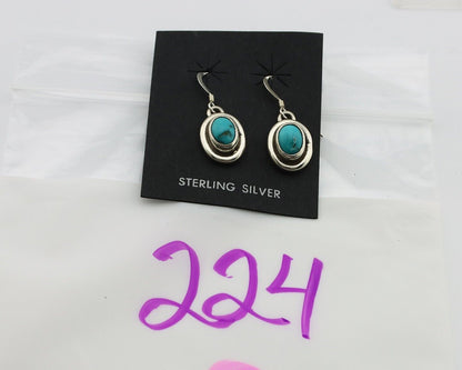 Navajo Earrings 925 Silver Sleeping Beauty Turquoise Native Artist C.80s