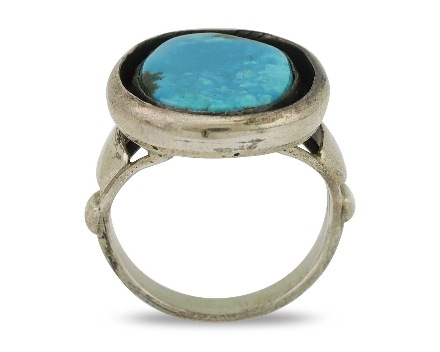 Navajo Ring 925 Silver Arizona Turquoise Signed M Montoya C.80's