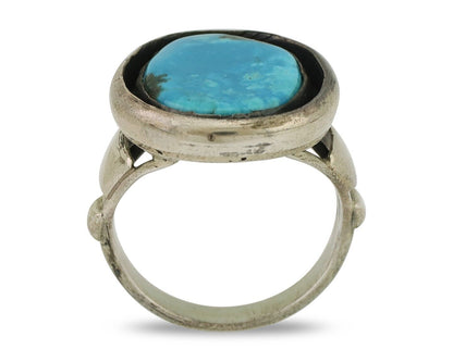 Navajo Ring 925 Silver Arizona Turquoise Signed M Montoya C.80's