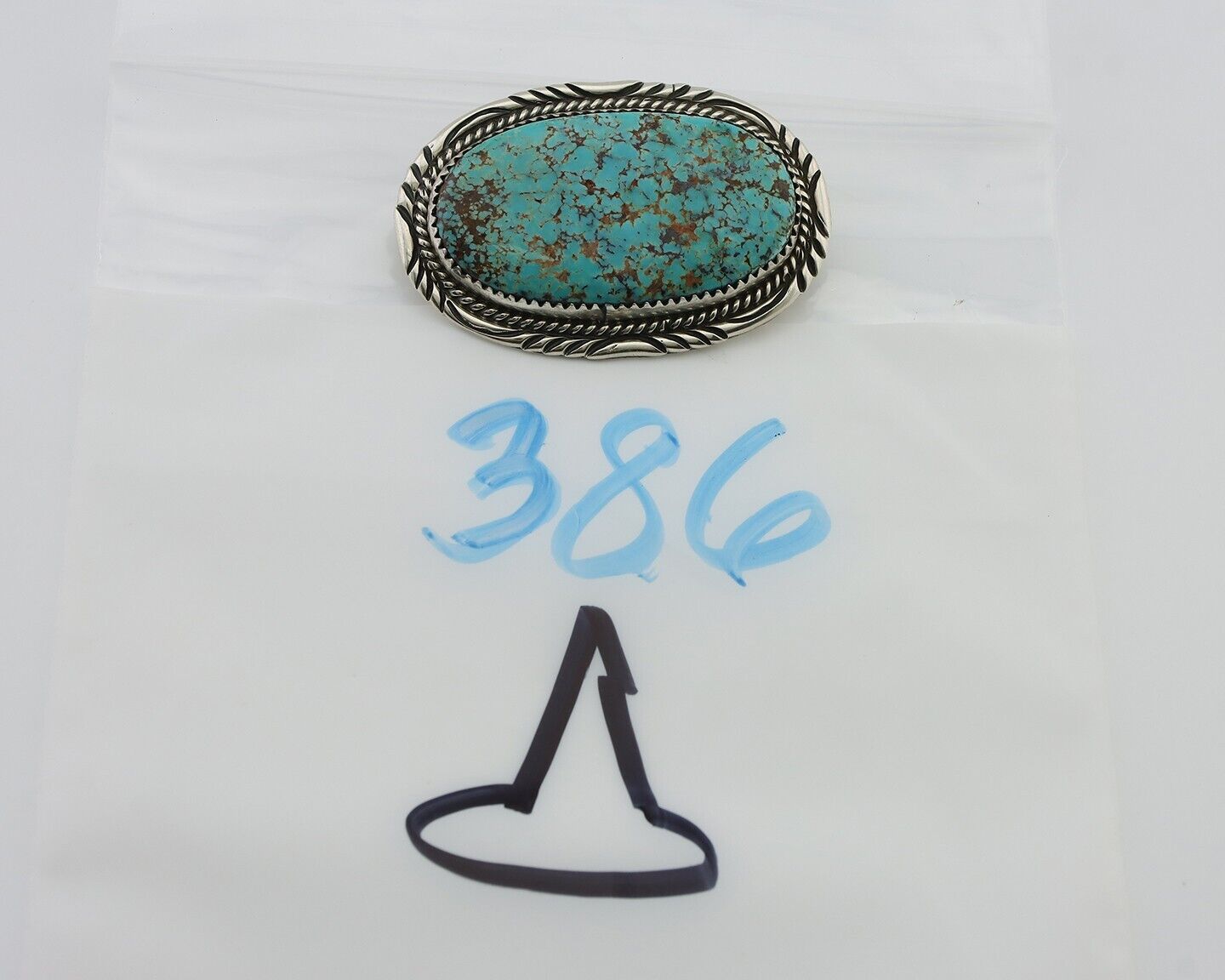 Navajo Pin Pendant 925 Silver Natural Spiderweb Turquoise Signed S C.80's