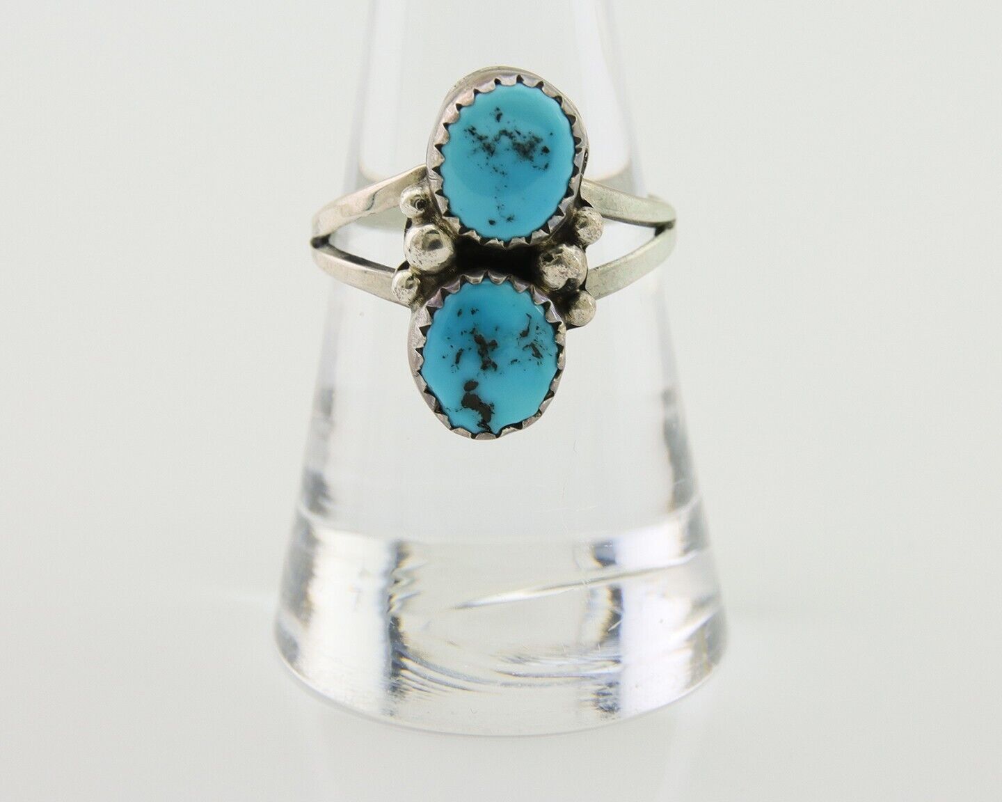 Navajo Ring 925 Silver Sleeping Beauty Turquoise Native American Artist C.80's