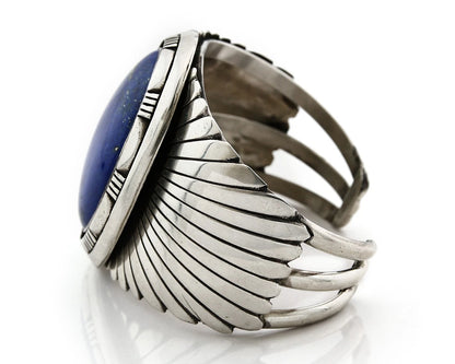 Navajo Cuff Bracelet Sterling Silver Lapis Malachite Vintage Signed D Delgarito