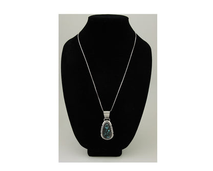 Navajo Necklace 925 Silver Natural Turquoise Artist Signed Mike Begay C.80's