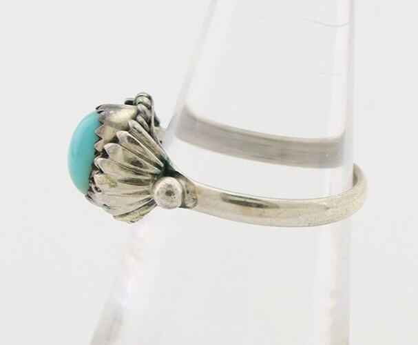 Navajo Ring 925 Silver Kingman Turquoise Native American Artist Made In 1985