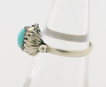 Navajo Ring 925 Silver Kingman Turquoise Native American Artist Made In 1985