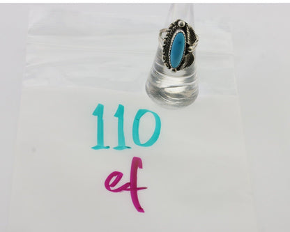Navajo Ring 925 Silver Kingman Turquoise Artist Signed SC Size 6.0 C.80's