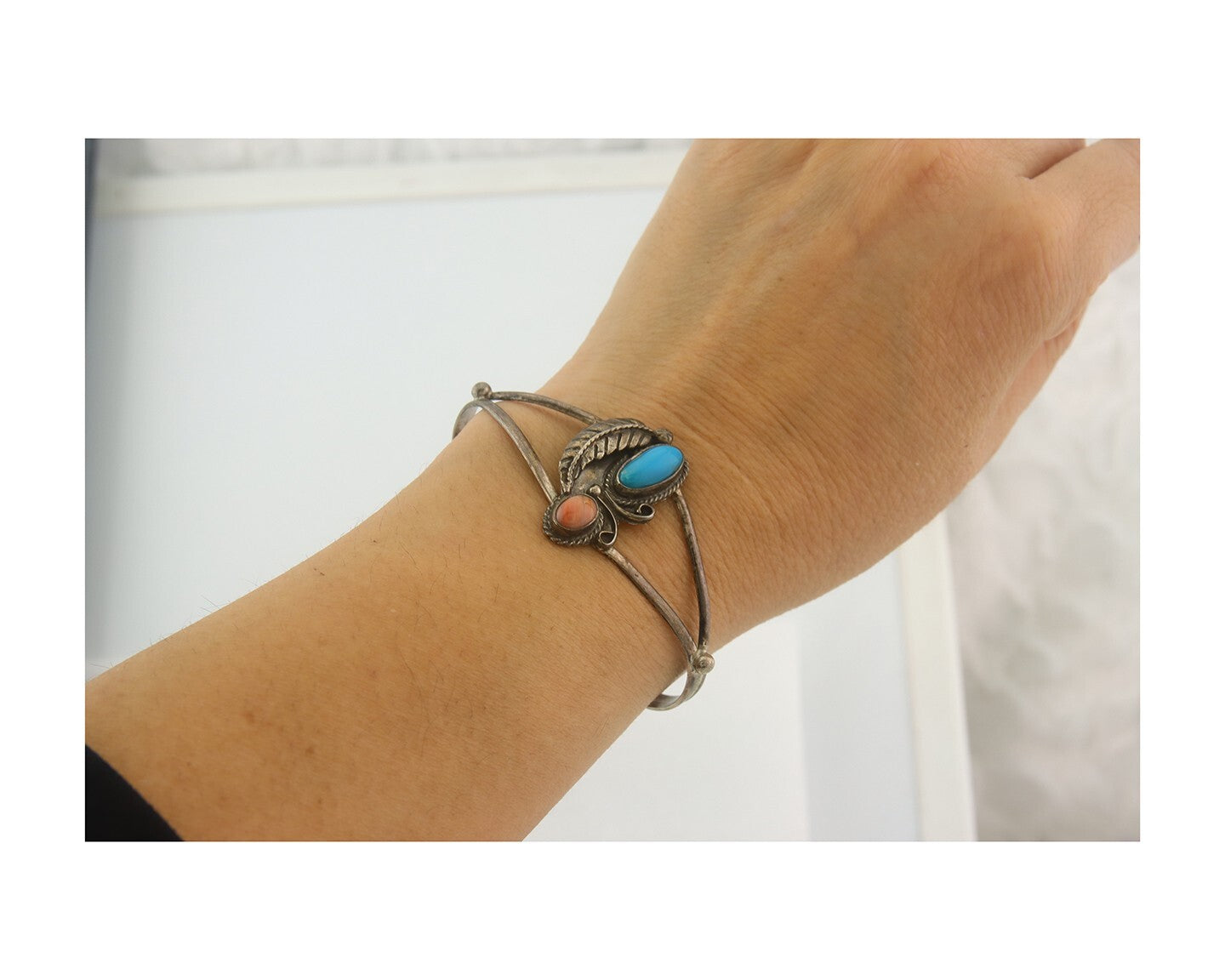 Vintage Navajo Bracelet 925 Silver Handmade Authentic Gemstone Traditional