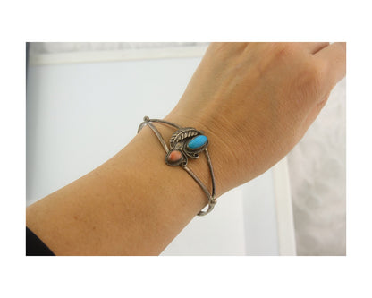 Vintage Navajo Bracelet 925 Silver Handmade Authentic Gemstone Traditional