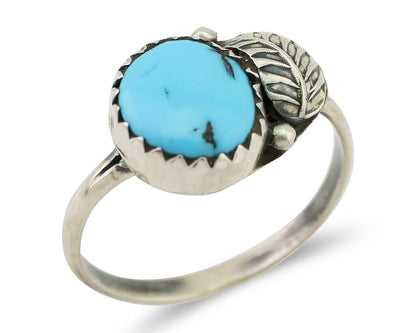 Navajo Ring 925 Silver Sleeping Beauty Turquoise Native American Artist C.80's