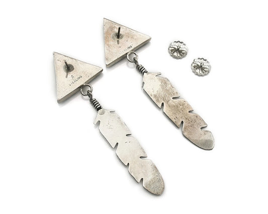 Navajo Earrings 925 Sterling Silver Natural Gemstones Signed Anita Whitegoat C80