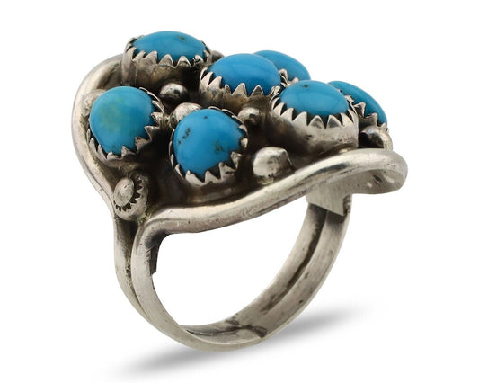 Navajo Ring 925 Silver Natural Blue Turquoise Signed Phillip Zachary Artist C80s