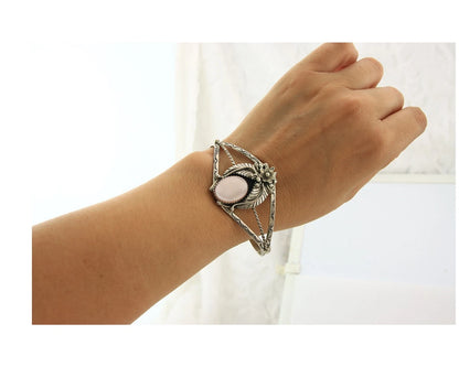 Navajo Cuff Bracelet Sterling Silver Authentic Pink Muscle Artist Signed EP