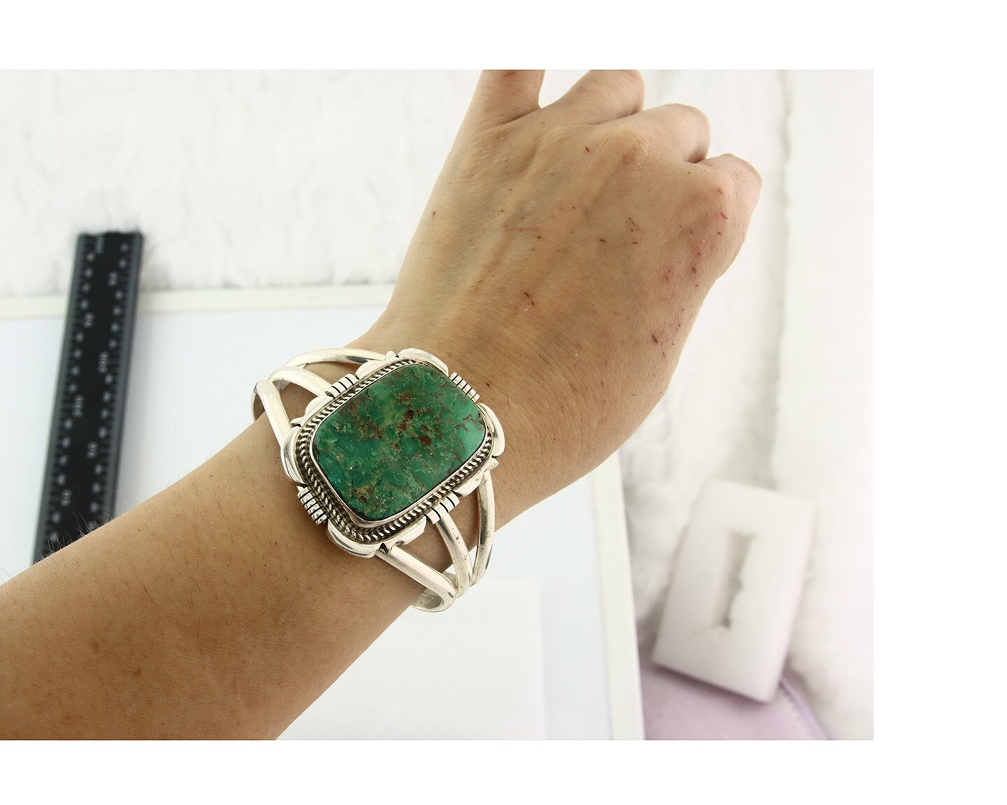 Vintage Navajo Bracelet 925 Silver Blue Turquoise Handmade Signed McCray