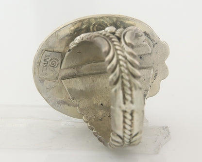 Vintage Navajo Ring 925 Sterling Authentic Turquoise Signed Snail Size 16