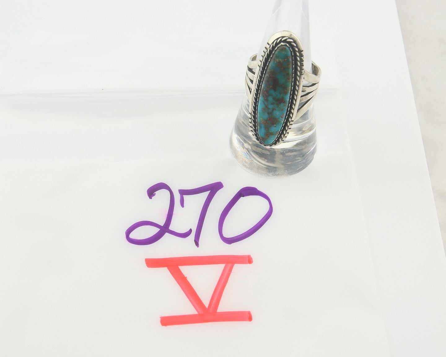Vintage Navajo Ring 925 Sterling Authentic Turquoise Artist Signed TS Size 8.0