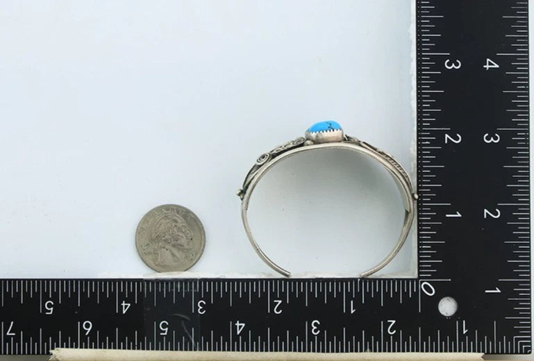 Navajo Cuff Bracelet Sterling Silver Gem Turquoise Handmade Vintage Signed