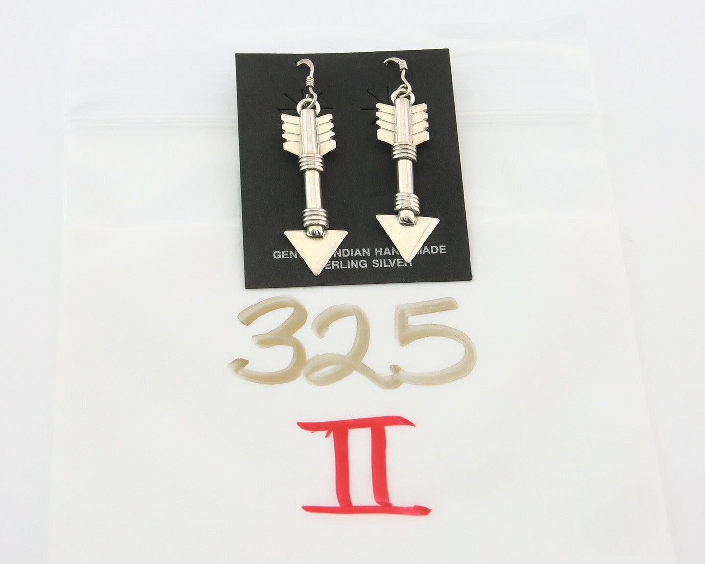 Navajo Handmade Arrow Earrings 925 Silver Artist Signed M C.80's