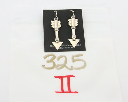 Navajo Handmade Arrow Earrings 925 Silver Artist Signed M C.80's