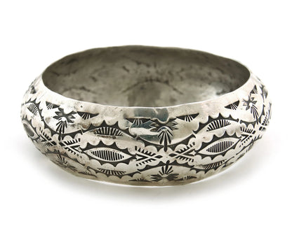 Navajo Bangle Bracelet Sterling Silver Vintage Handmade Hand Stamped