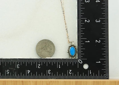 Navajo Necklace Sterling Silver Natural Blue Turquoise Handmade Vintage