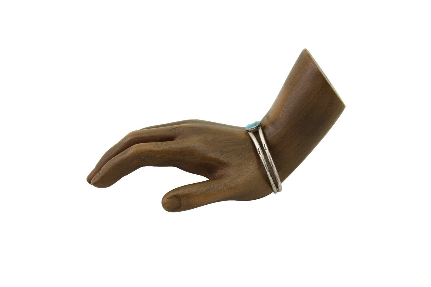 Navajo Hand Stamped Cuff Bracelet Turquoise 925 Silver Native American Artist