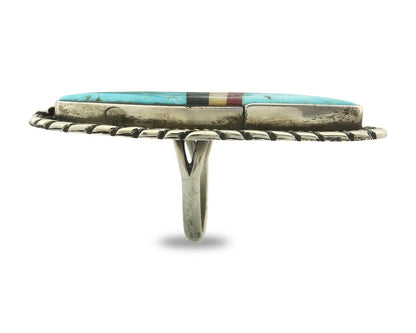 Vintage Navajo Ring 925 Sterling Silver Turquoise Handmade Size 8.75