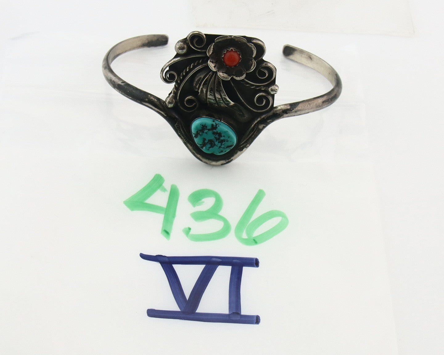 Vintage Navajo Bracelet 925 Silver Turquoise Tranditional Handmade Signed CJT