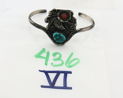 Vintage Navajo Bracelet 925 Silver Turquoise Tranditional Handmade Signed CJT