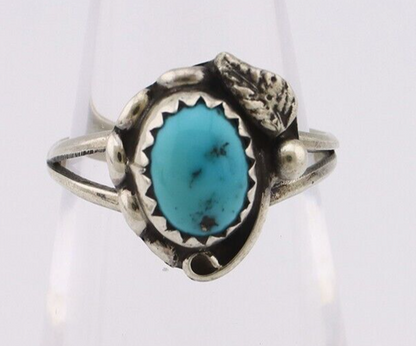 Navajo Ring 925 Silver Sleeping Beauty Turquoise Native American Artist C.80's