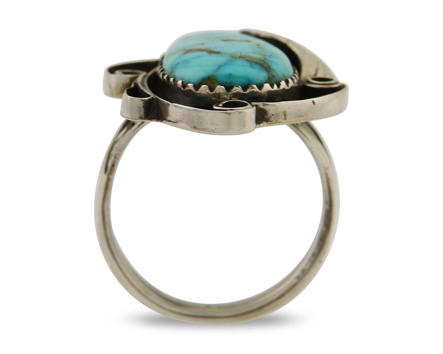 Navajo Ring 925 Sterling Silver Natural Turquoise Native American Artist C.80's