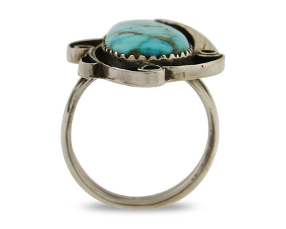 Navajo Ring 925 Sterling Silver Natural Turquoise Native American Artist C.80's
