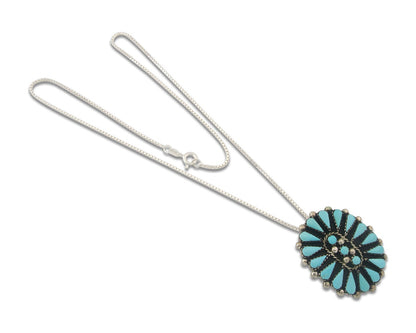 Navajo Sterling Silver Necklace Turquosie Authentic Vintage Signed Ben Yazzie