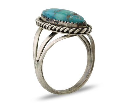 Navajo Ring 925 Silver Natural Turquoise Native American Artist C.80's