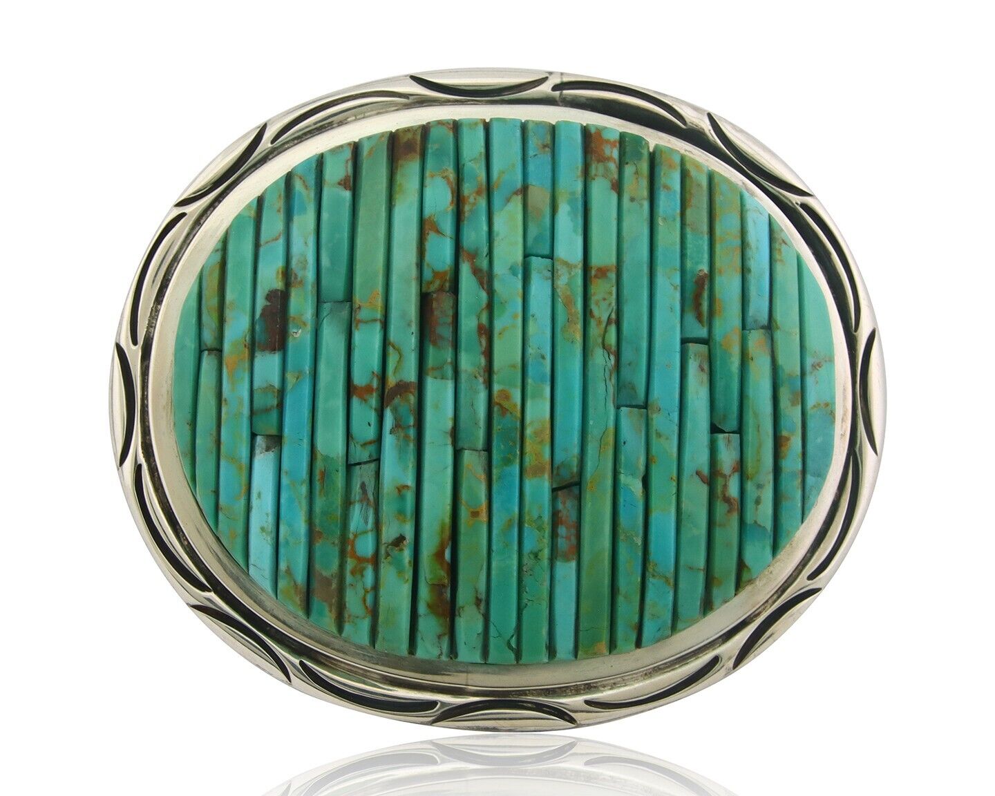 Navajo Belt Buckle 925 Silver Sterling Silver Signed Pete Sierra 2.65 x 3.15 in