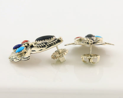 Navajo Earrings Sterling Silver Gemstone Vintage Handmade Dangle