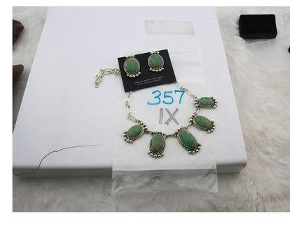 Navajo Necklace Earrings Set Sterling Silver Turquoise Signed Joe Delgarito