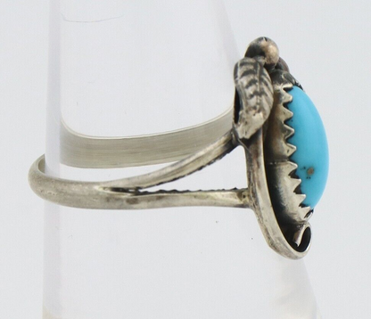 Navajo Ring 925 Silver Sleeping Beauty Turquoise Signed SkyStone Creations C80s