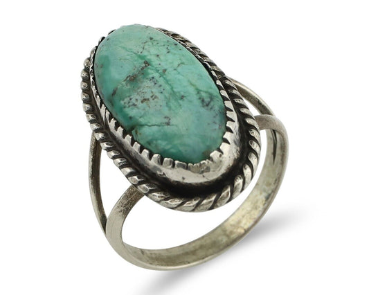 Navajo Ring 925 Silver Kingman Turquoise Native American Artist C.80's