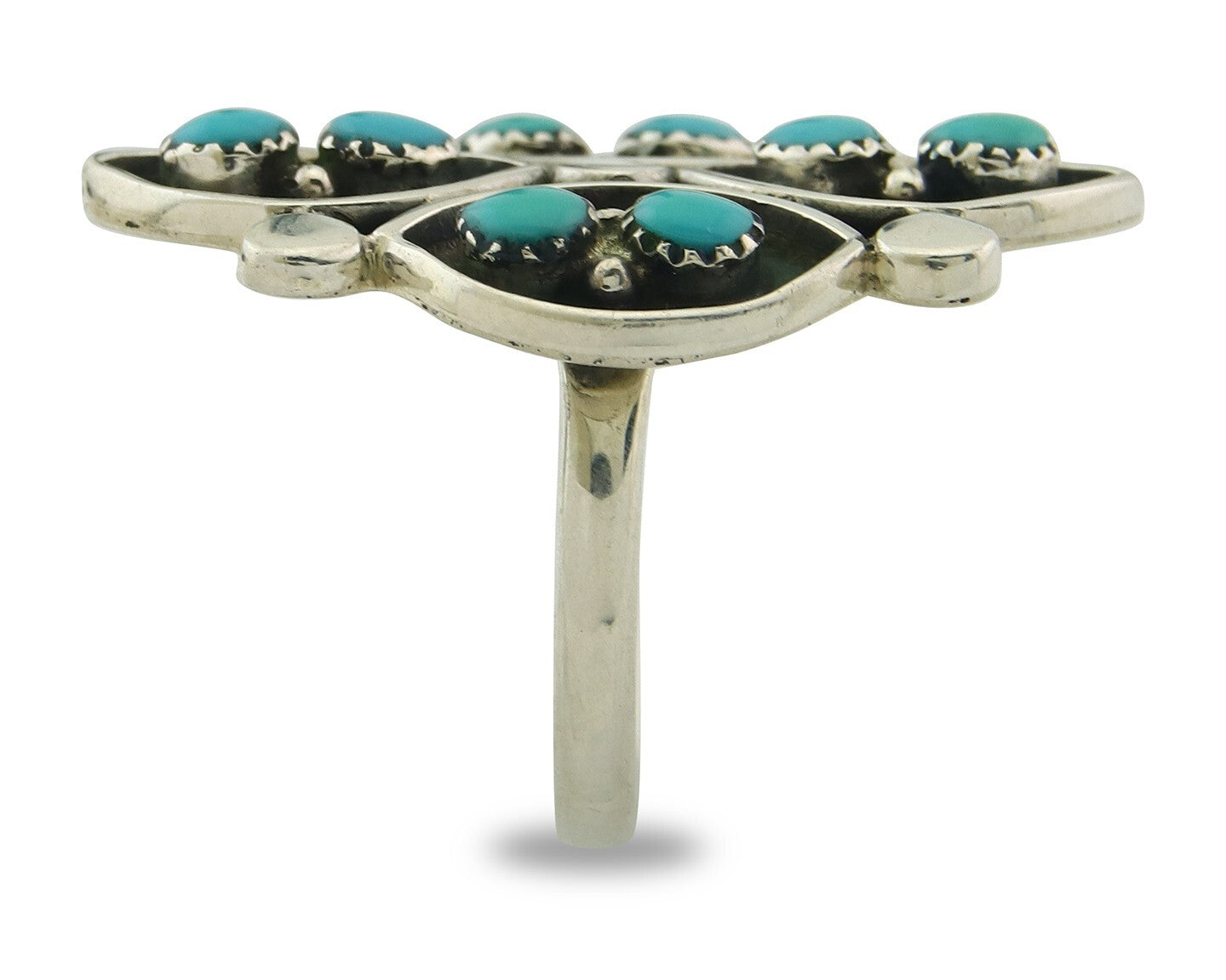 Vintage Zuni Ring 925 Sterling Authentic Natural Turquoise Native Artist Sz 8.0