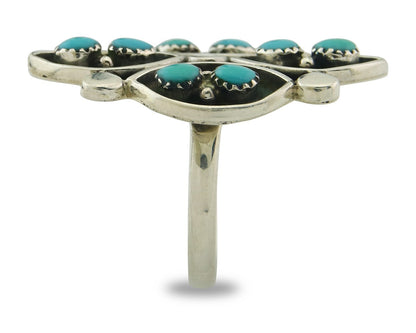 Vintage Zuni Ring 925 Sterling Authentic Natural Turquoise Native Artist Sz 8.0