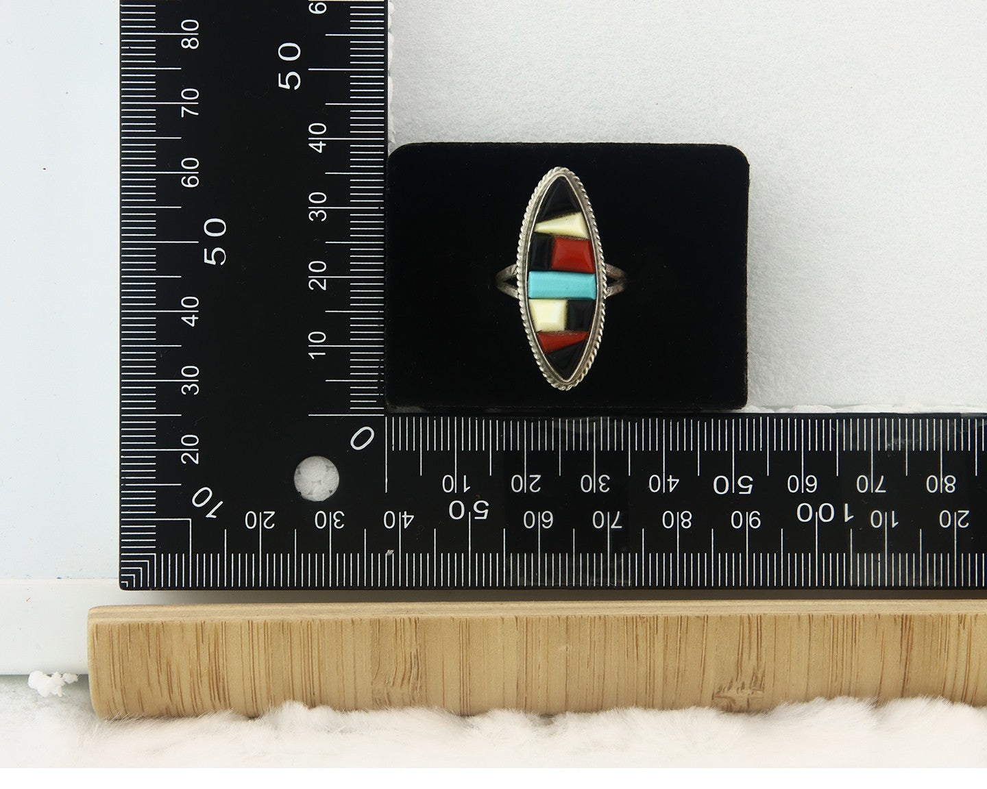 Vintage Zuni Ring Sterling Silver Authentic Gemstone Handmade Size 6.25