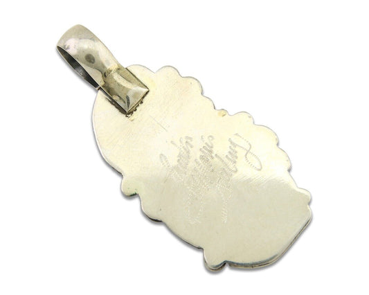 Navajo Necklace 925 Silver Spiderweb Turquoise Artist Signed Justin Morris C80s