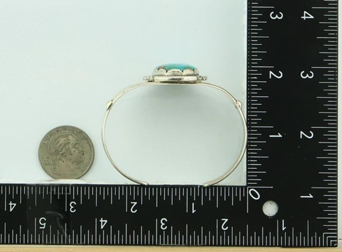 Navajo Cuff Bracelet Sterling Silver Turquoise Handmade Vintage Signed Sunrise