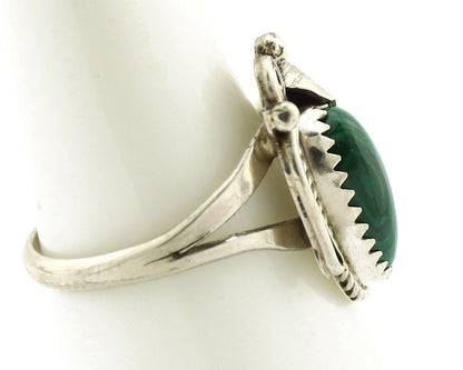 Navajo Ring 925 Silver Natural Mined Malachite Artist Signed Justin Morris C.80s